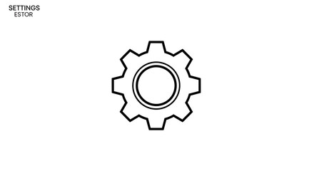Fototapeta premium Simple gear icon symbol settings editor cogwheel graphic design element for interface UI on white background
