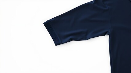 A navy short-sleeve polo shirt with ribbed details, showcasing classic casual wear.