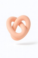 A minimalist studio shot of an abstract figure eight knot in a smooth peach tone on a clean white background