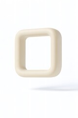 Minimalist light beige square object with rounded corners on a white background