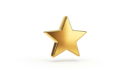 Fototapeta premium A gleaming gold star casts a subtle shadow on a pristine white surface