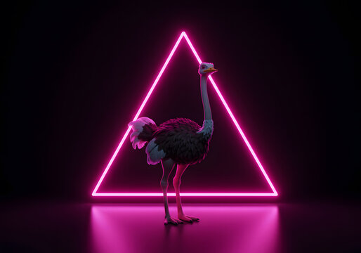 Ostrich neon triangle background - Powered by Adobe