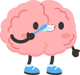 Brain Brushing Teeth Illustration