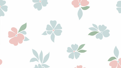 Fototapeta premium Seamless floral pattern with blooming flowers and leaves
