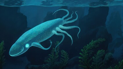 Luminous Underwater Squid - A Mesmerizing Deep Sea Creature.