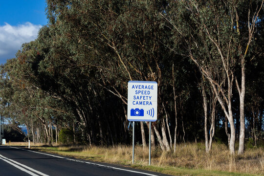 average speed safety camera ahead warning sign on Australian roadside