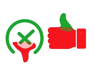 Bold illustration comparing disapproval, symbolized by an X, with approval via a thumbs-up gesture