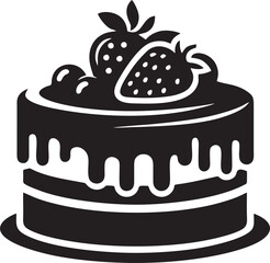 Delicious Strawberry Cream Cake Illustration

