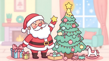 santa claus and christmas tree