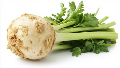 Fresh celery root isolated on white background