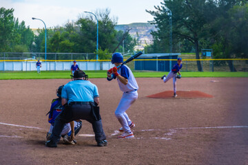 Baseball batter waiting for the pitch during a game