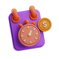 3D Stopwatch and Coin Icon