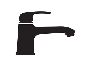 Mixer Tap in silhouette white background.
