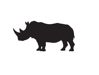 Rhinoceros in silhouette white background.