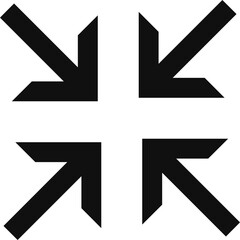 Four black arrows pointing inwards to the center, forming a cross, symbolizing minimize, collapse, focus, or bringing elements together.