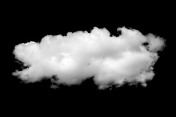 Isolated white cloud with soft, natural texture on a black background, ideal for sky replacement, digital art, graphic design, and creative compositing that requires clean, high-quality cloud elements