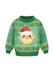 Festive Sweater: A whimsical, hand-painted sweater, adorned with charming Christmas motifs, exudes holiday cheer and warmth. 