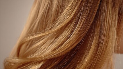 Fototapeta premium Close-up of Wavy Blonde Hair: Beauty, Style, and Haircare Advertising Concept with Smooth Texture