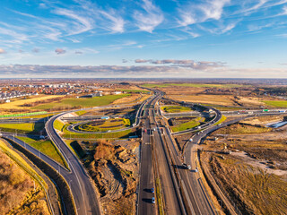 Construction of the new Tricity Metropolitan ring road in Pomerania. Poland