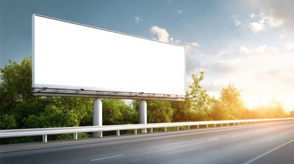 Billboard Mockup on Highway at Sunset for Advertising and Marketing Campaigns, Promoting Brands and Products