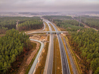 Construction of the new Tricity Metropolitan ring road in Pomerania. Poland