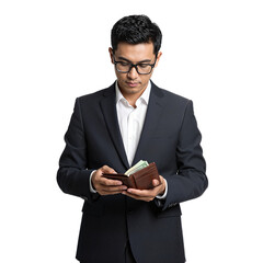 Businessman Holding Wallet With Money