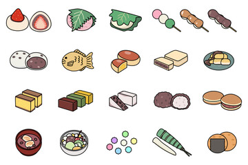 かわいい和菓子のイラストセット