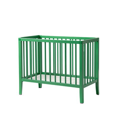 Green Wooden Baby Crib with Slatted Sides