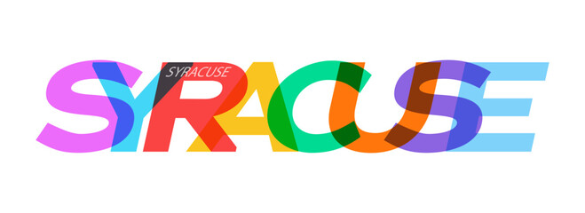 SYRACUSE. The name of the city on a white background. Vector design template for poster, postcard, banner