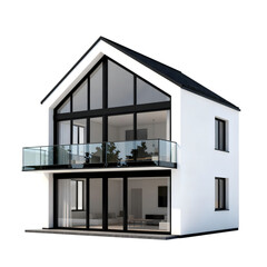 Modern luxury minimalist house exterior 3D render for real estate design, contemporary residential architecture, premium property visualization isolated on transparent background