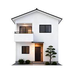 Modern luxury minimalist house exterior 3D render for real estate design, contemporary residential architecture, premium property visualization isolated on transparent background