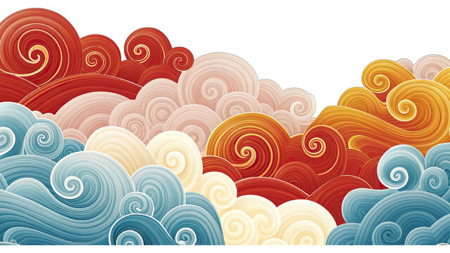 Chinese auspicious cloud backgrounds in outdoor nature concept. Colorful swirling clouds in a vibrant abstract design.