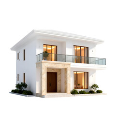 Modern luxury minimalist house exterior 3D render for real estate design, contemporary residential architecture, premium property visualization isolated on transparent background