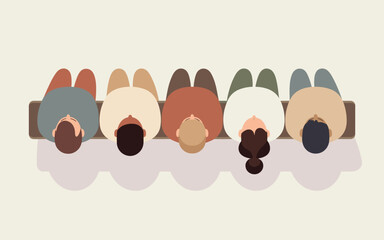 Group of people with colorful hair sitting in a row