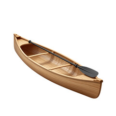 Wooden Canoe with Paddle 3D Render