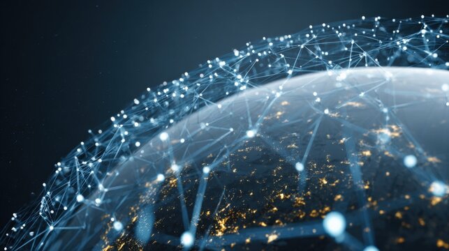 Global Network Connection: Abstract Visualization of Data Transmission and Interconnected Systems Across the World - Powered by Adobe