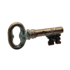 Obraz premium Vintage Brass Key Leaning on Glass Surface Reveal
