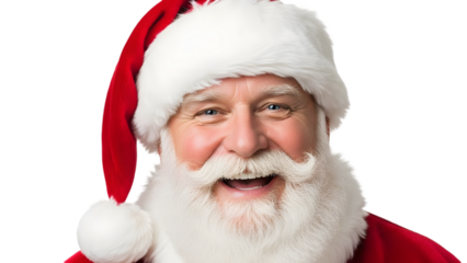 Portrait of smiling santa claus on white background