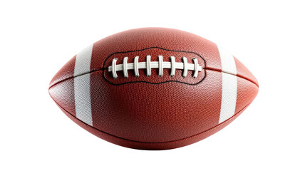 A close-up of a brown and white, textured, oval-shaped ball