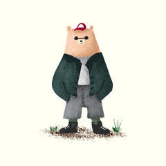 Cute bear enjoying nature