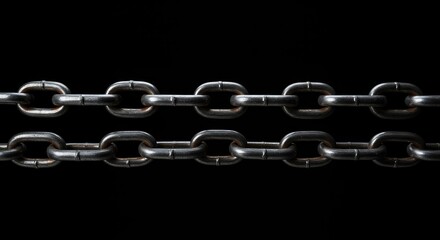 Heavy industrial metal chains linked together, forming a protective barrier or strong connection against a dark background texture ,rough ,grunge ,durable