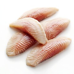 Fresh Fish Fillets Arranged. The fish fillets are fresh and look delicious. The textures are well defined and they are an ideal ingredient for a healthy meal.