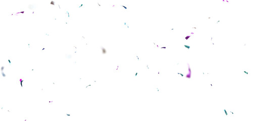 Vibrant Multicolored Confetti Falling on White and Transparent Background, 3D Celebration Particle Overlay for Events, Parties and Festival Decoration PNG.