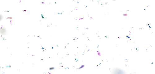 Bright Multicolor Confetti Particle Overlay Isolated on Transparent Background, High-Quality 3D Rendered Celebration Confetti for Party, Holiday and Event PNG Image.