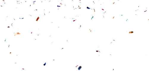 Bright Multicolor Confetti Particle Overlay Isolated on Transparent Background, High-Quality 3D Rendered Celebration Confetti for Party, Holiday and Event PNG Image.