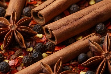 Macro Close-up Texture of Various Spices and Seeds