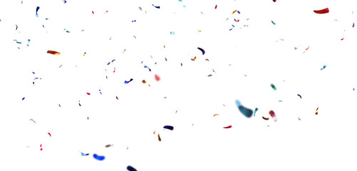 Colorful Confetti against a White Background Tranparent BG Confeti. Confetti partical isolated background. 3d Rendering Transparent Confetti. 