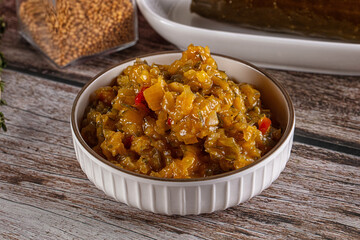 Green chopped pickled relish dip