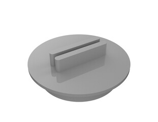Cylindrical Gray Plastic Slotted Key Cap | High-Quality 3D Render of a Technical Furniture Fitting...