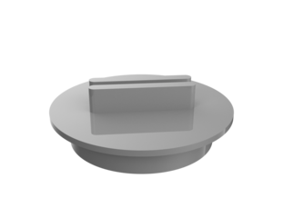 High-Res Professional 3D rendering of a detailed 6-Inch Gray PVC Pipe Cap and Drain Cleanout Plug, essential plumbing fitting for DWV construction, isolated on transparent background PNG.